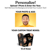 Custom Face Vintage Birthday Treat Boxes - 12 Ct