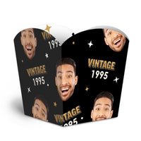 Custom Face Vintage Birthday Treat Boxes - 12 Ct