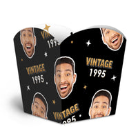 Custom Face Vintage Birthday Treat Boxes - 12 Ct