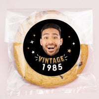 Custom Face Stickers & Clear Cookie Bags - Vintage Birthday