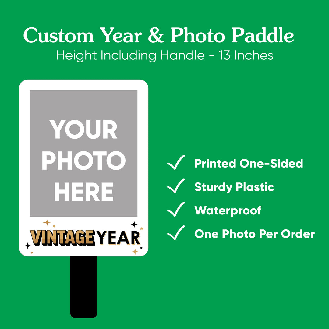 Custom Photo Vintage Birthday Paddle 1, 3, 6, or 12 Pc