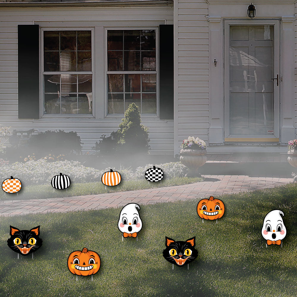 Vintage Halloween Lawn Decorations - 10 Pc