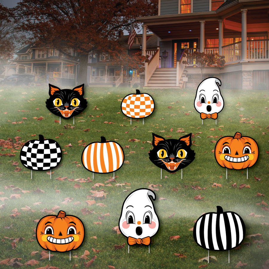Vintage Halloween Lawn Decorations - 10 Pc