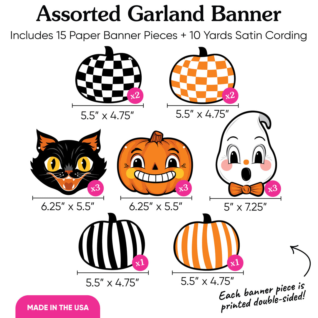 Vintage Halloween Garland Banner - 15 Pc