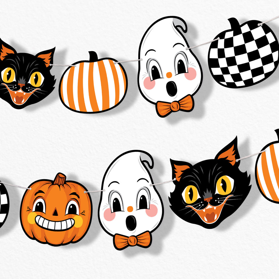 Vintage Halloween Garland Banner - 15 Pc