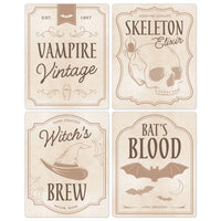 Vintage Halloween - Wine Bottle Stickers - 4 Ct