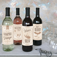 Vintage Halloween - Wine Bottle Stickers - 4 Ct