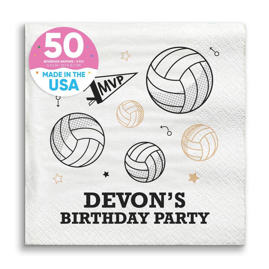 Custom Text Napkins - Volleyball