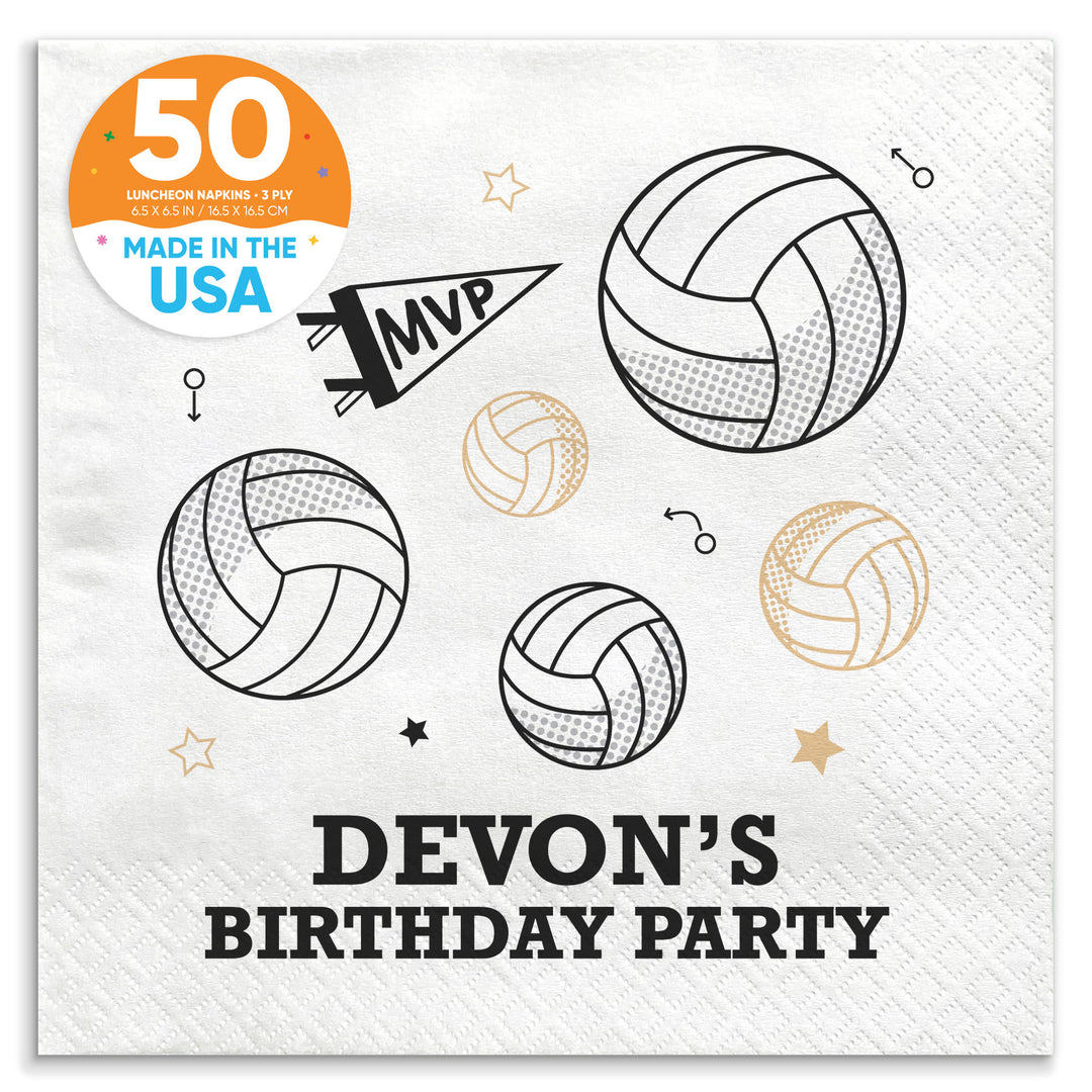 Custom Text Napkins - Volleyball