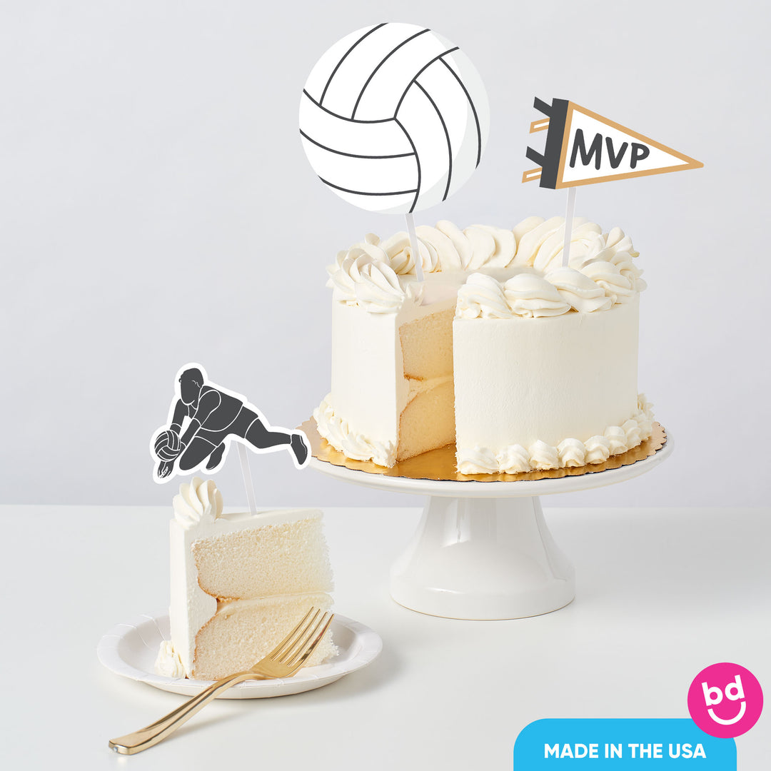 volleyball team party cake with themed toppers