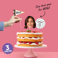 Volleyball and MVP pennant cake topper detail