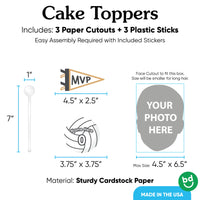 3 piece volleyball cake topper set with sticks included