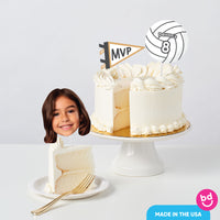 Volleyball birthday party cake with topper