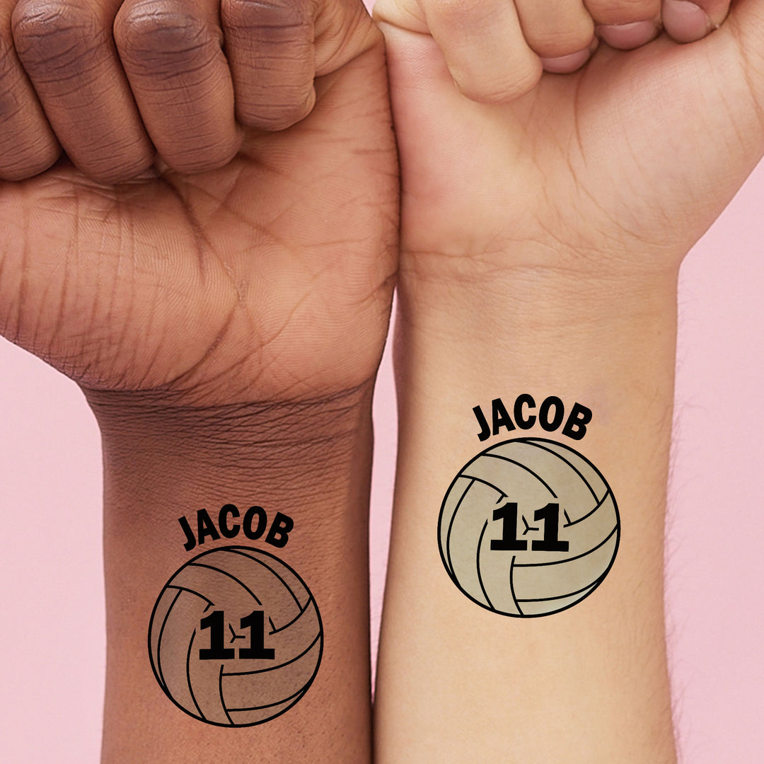 Custom Text Volleyball Temporary Tattoos - 12 Ct