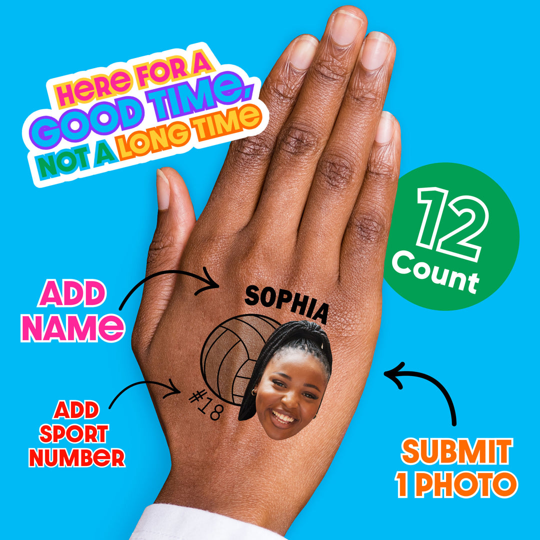 Custom Photo Volleyball Temporary Tattoos - 12 Ct