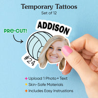 Custom Photo Volleyball Temporary Tattoos - 12 Ct