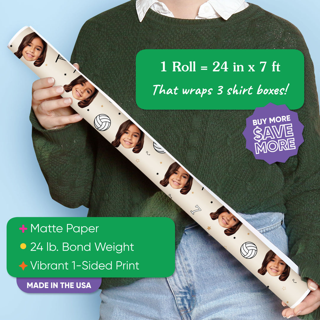 Custom Face Wrapping Paper - Volleyball