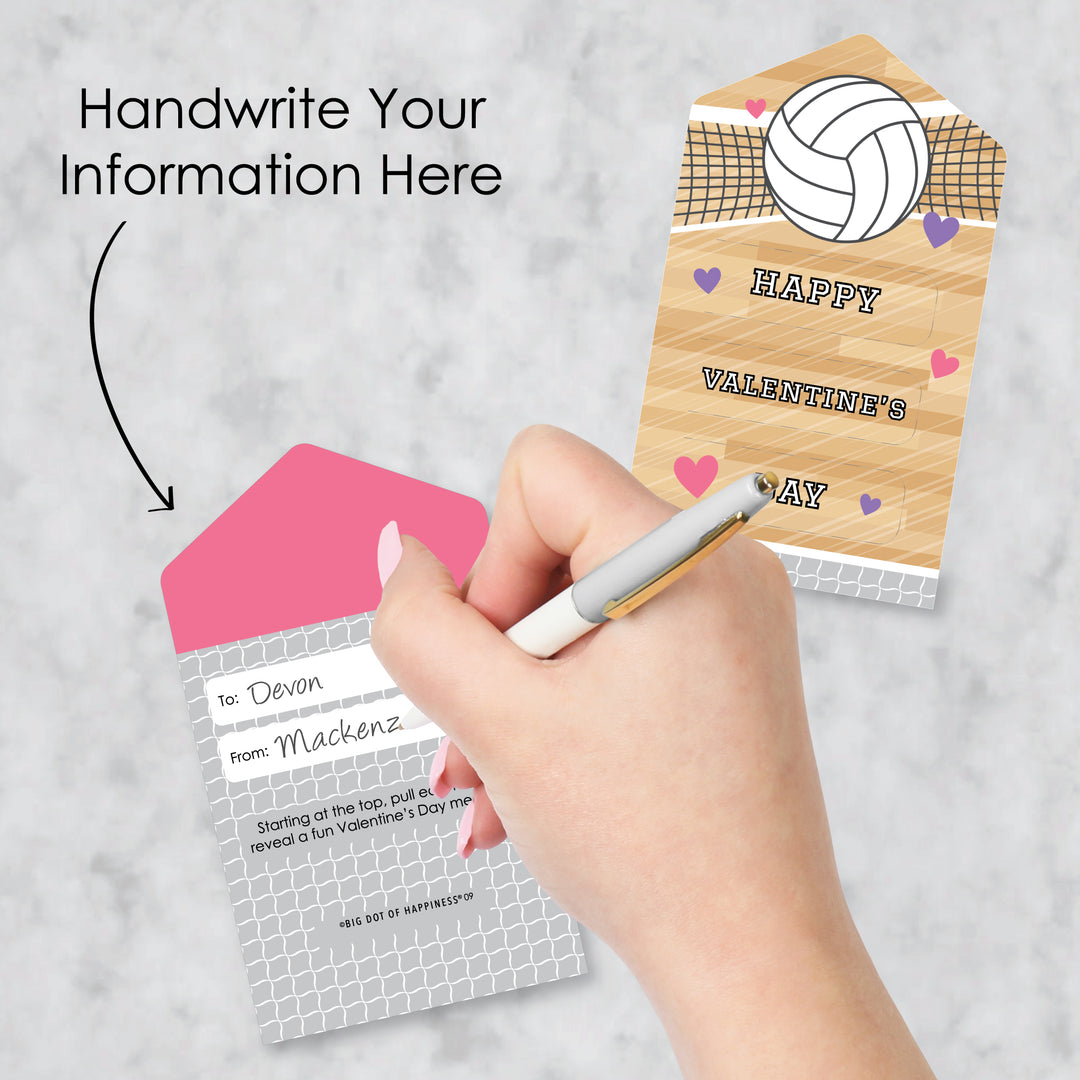Bump, Set, Spike - Volleyball - Cards for Kids - Happy Valentine’s Day Pull Tabs - Set of 12