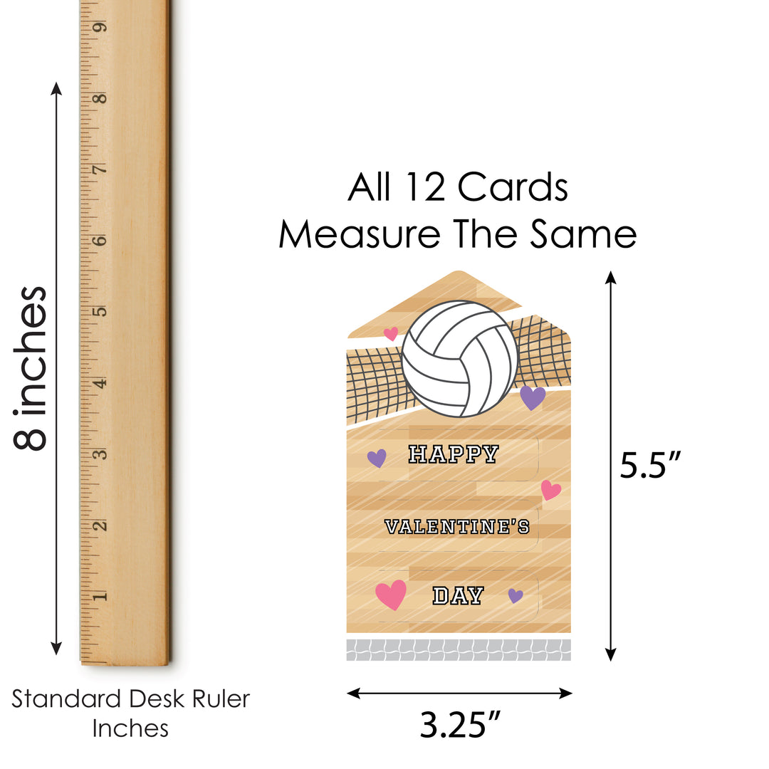 Bump, Set, Spike - Volleyball - Cards for Kids - Happy Valentine’s Day Pull Tabs - Set of 12