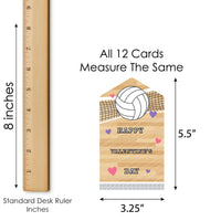 Bump, Set, Spike - Volleyball - Cards for Kids - Happy Valentine’s Day Pull Tabs - Set of 12