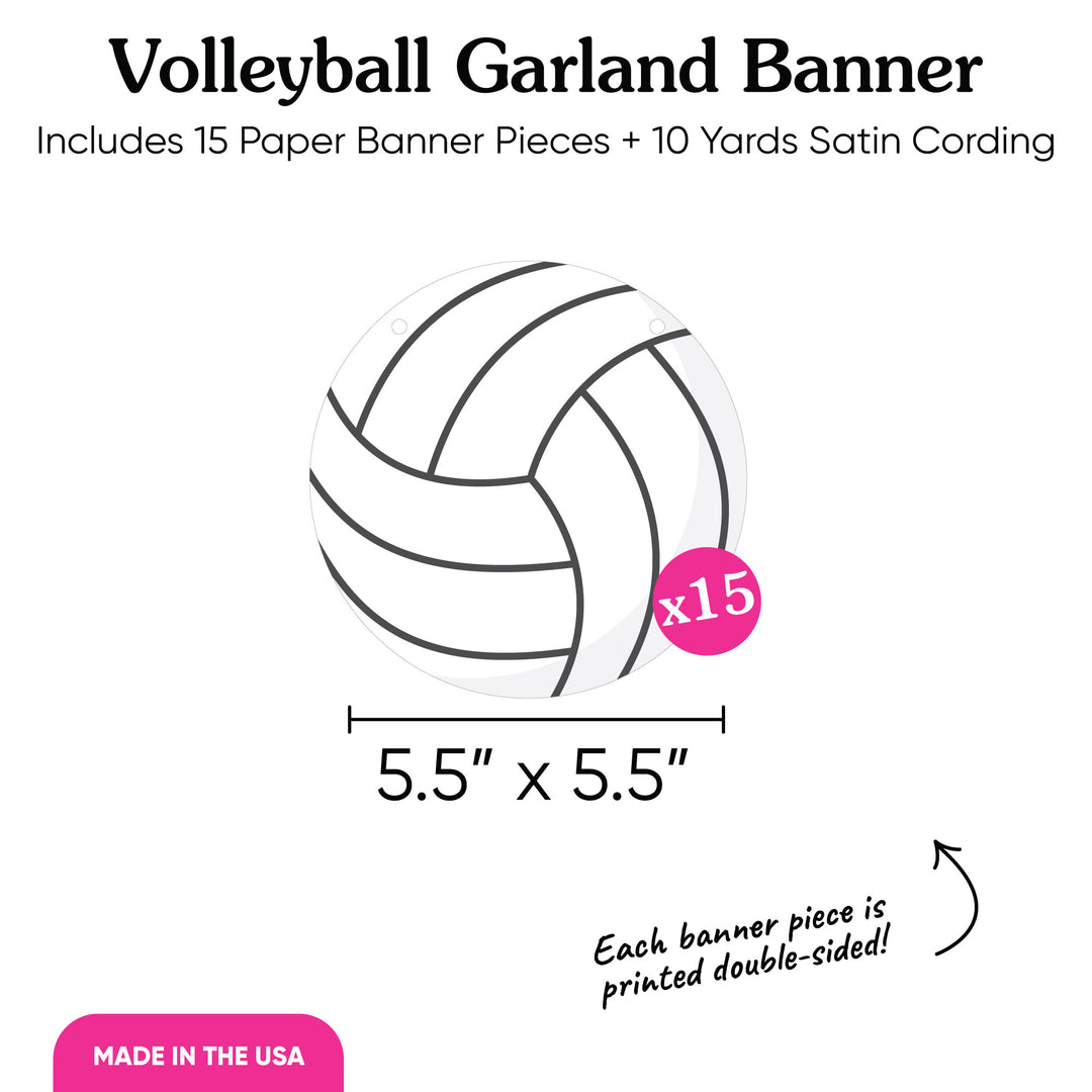 Volleyball Garland Banner - 15 Pc