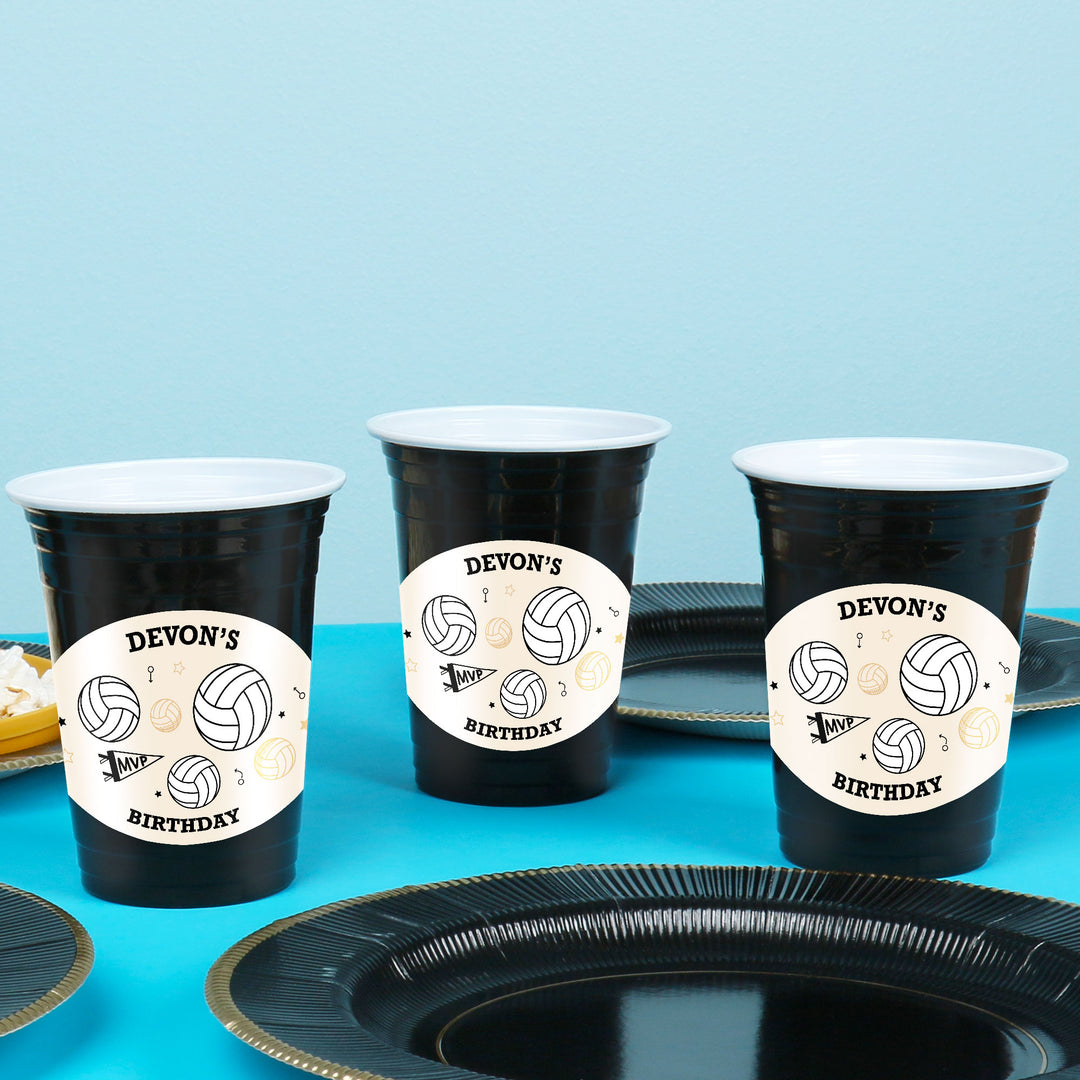 Custom Text Party Cups - Volleyball - 16 Ct