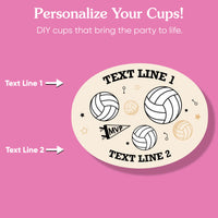 Custom Text Party Cups - Volleyball - 16 Ct