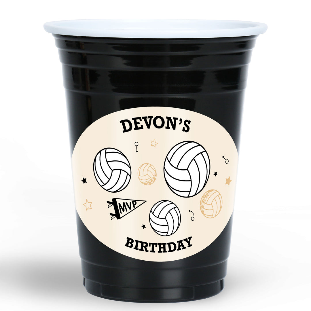 Custom Text Party Cups - Volleyball - 16 Ct
