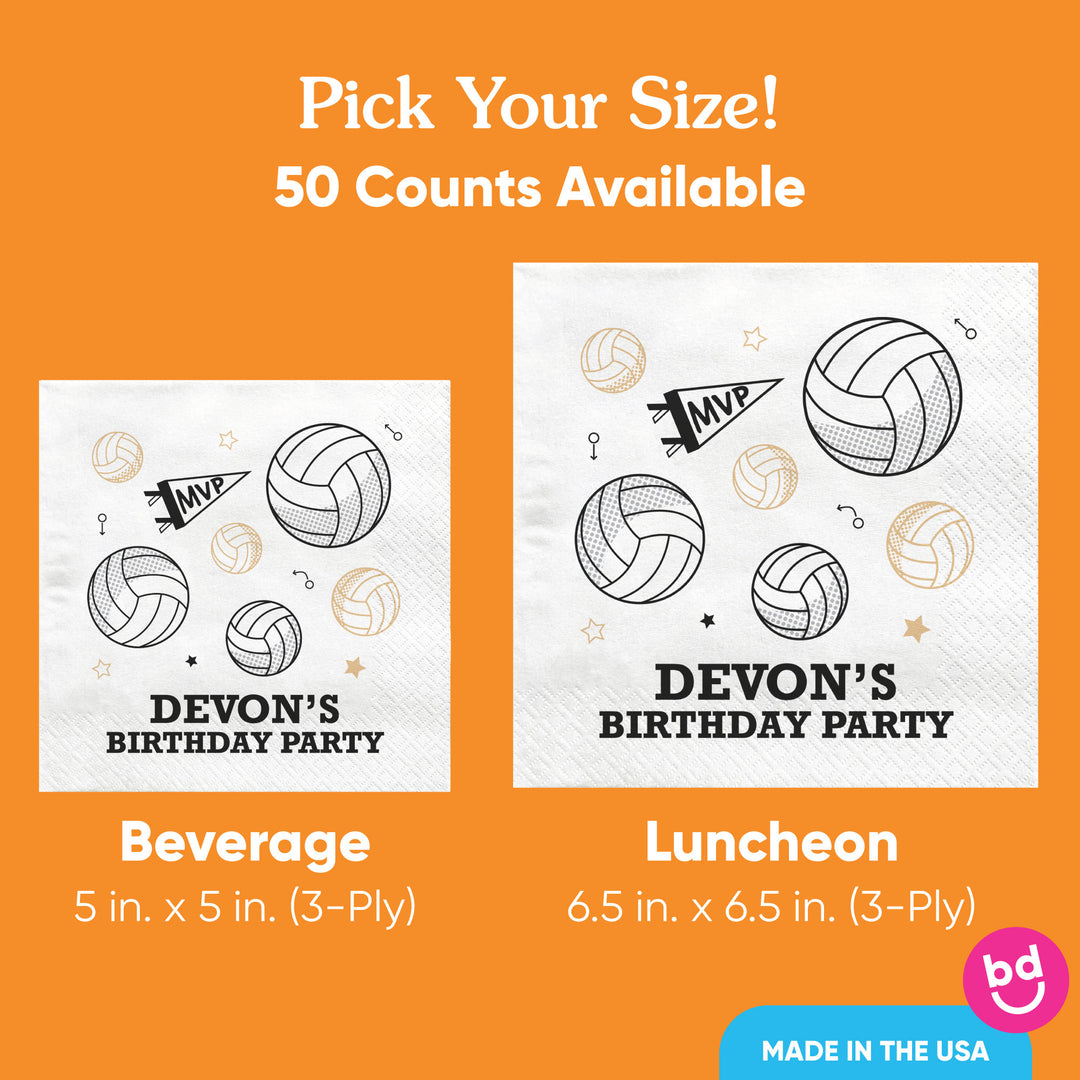 Custom Text Napkins - Volleyball