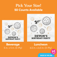 Custom Text Napkins - Volleyball