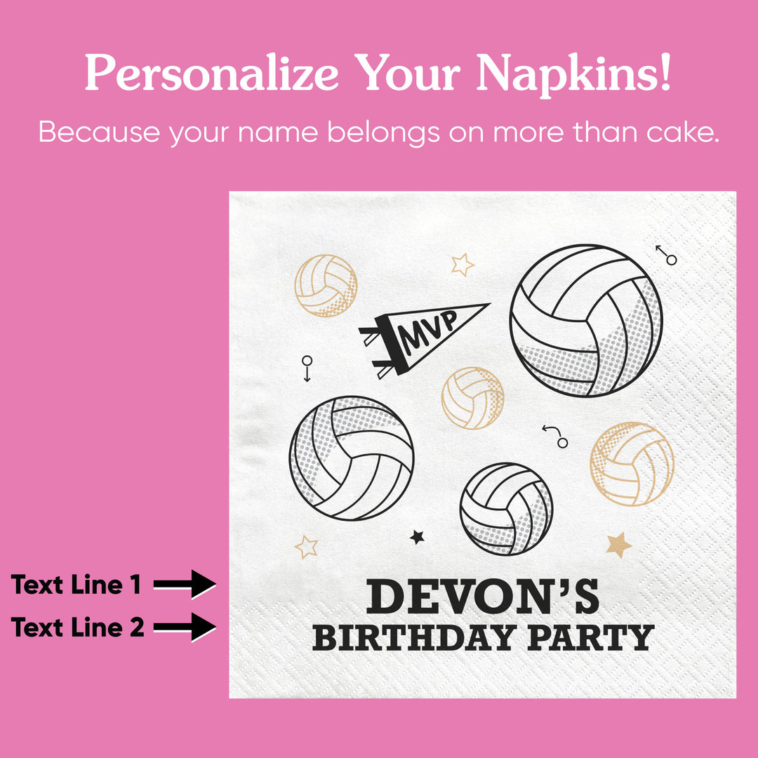 Custom Text Napkins - Volleyball