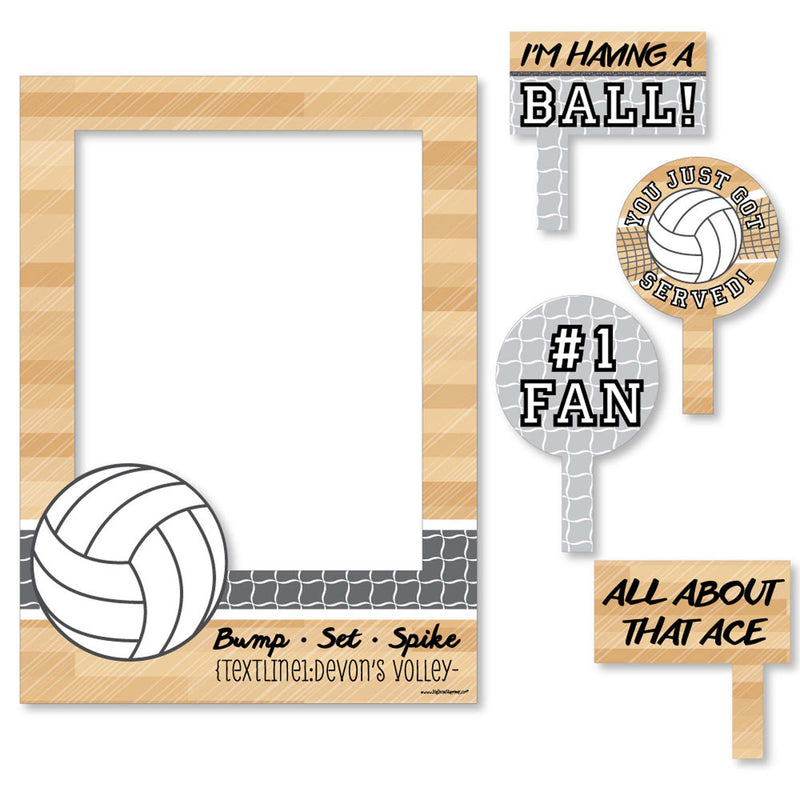 Bump Set Spike - Volleyball - Birthday Party or Baby Shower Selfie Photo Booth Picture Frame & Props - Printed on Sturdy Material