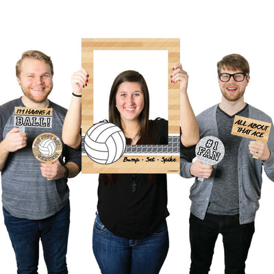 Bump Set Spike - Volleyball - Birthday Party or Baby Shower Selfie Photo Booth Picture Frame & Props - Printed on Sturdy Material
