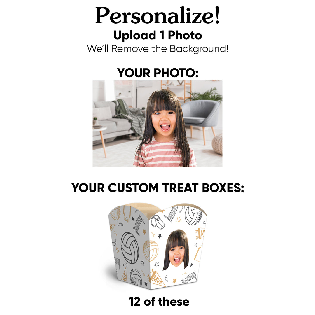 Custom Face Volleyball Treat Boxes - 12 Ct