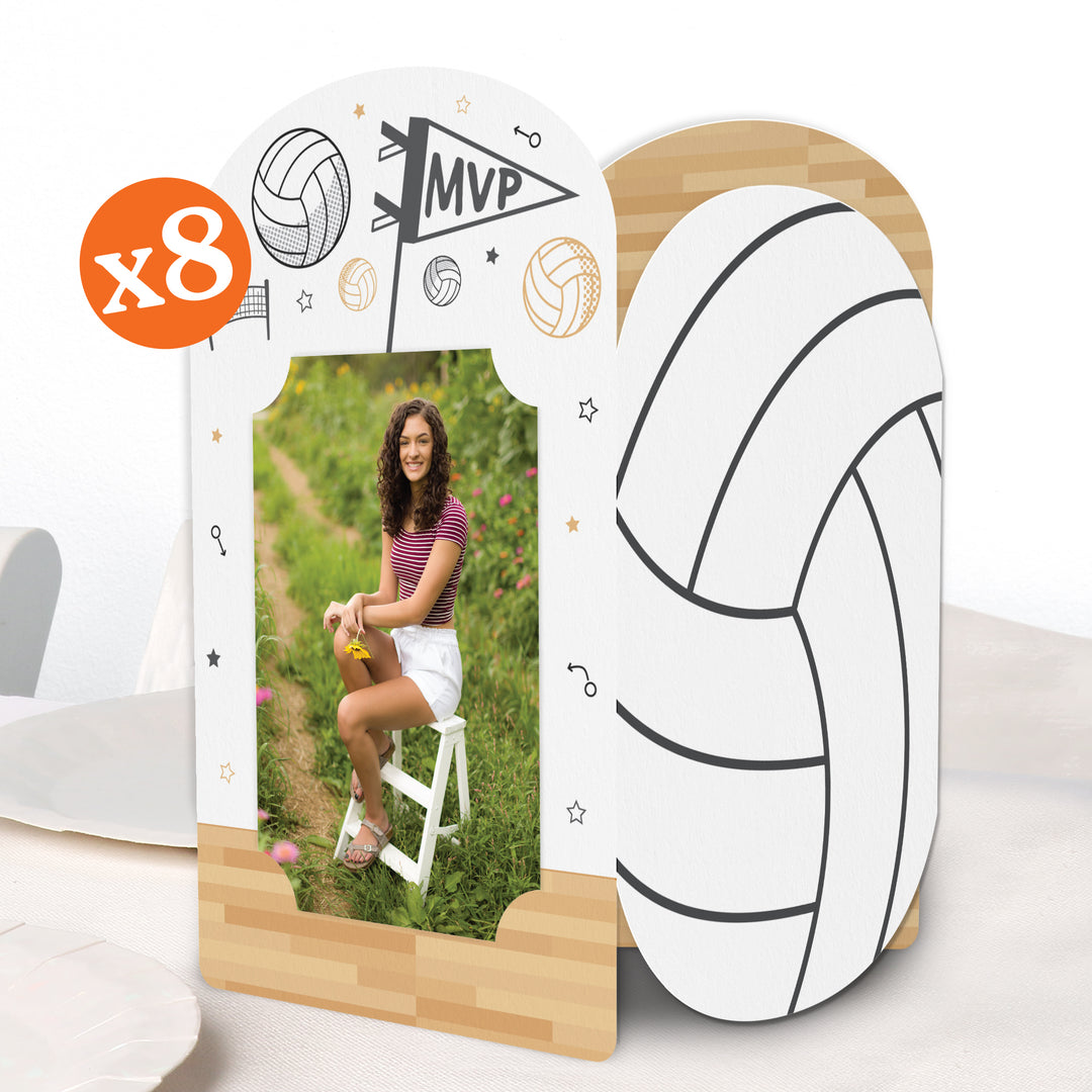 Volleyball-themed photo frame with a picture of a girl and a volleyball design.