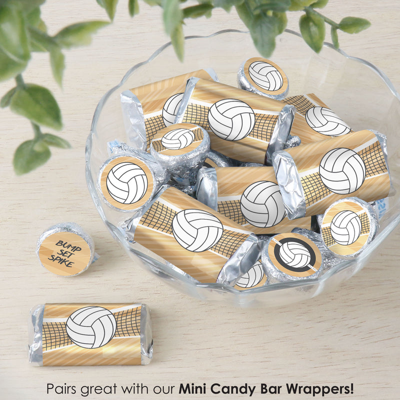 Bump, Set, Spike - Volleyball - Baby Shower or Birthday Party Small Round Candy Stickers - Party Favor Labels - 324 Count