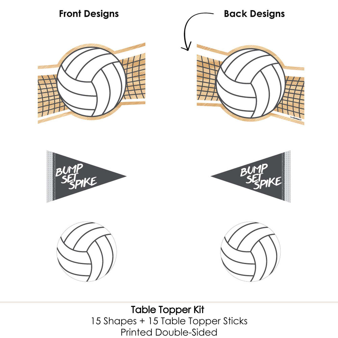 Bump, Set, Spike - Volleyball - Baby Shower or Birthday Party Centerpiece Sticks - Table Toppers - Set of 15