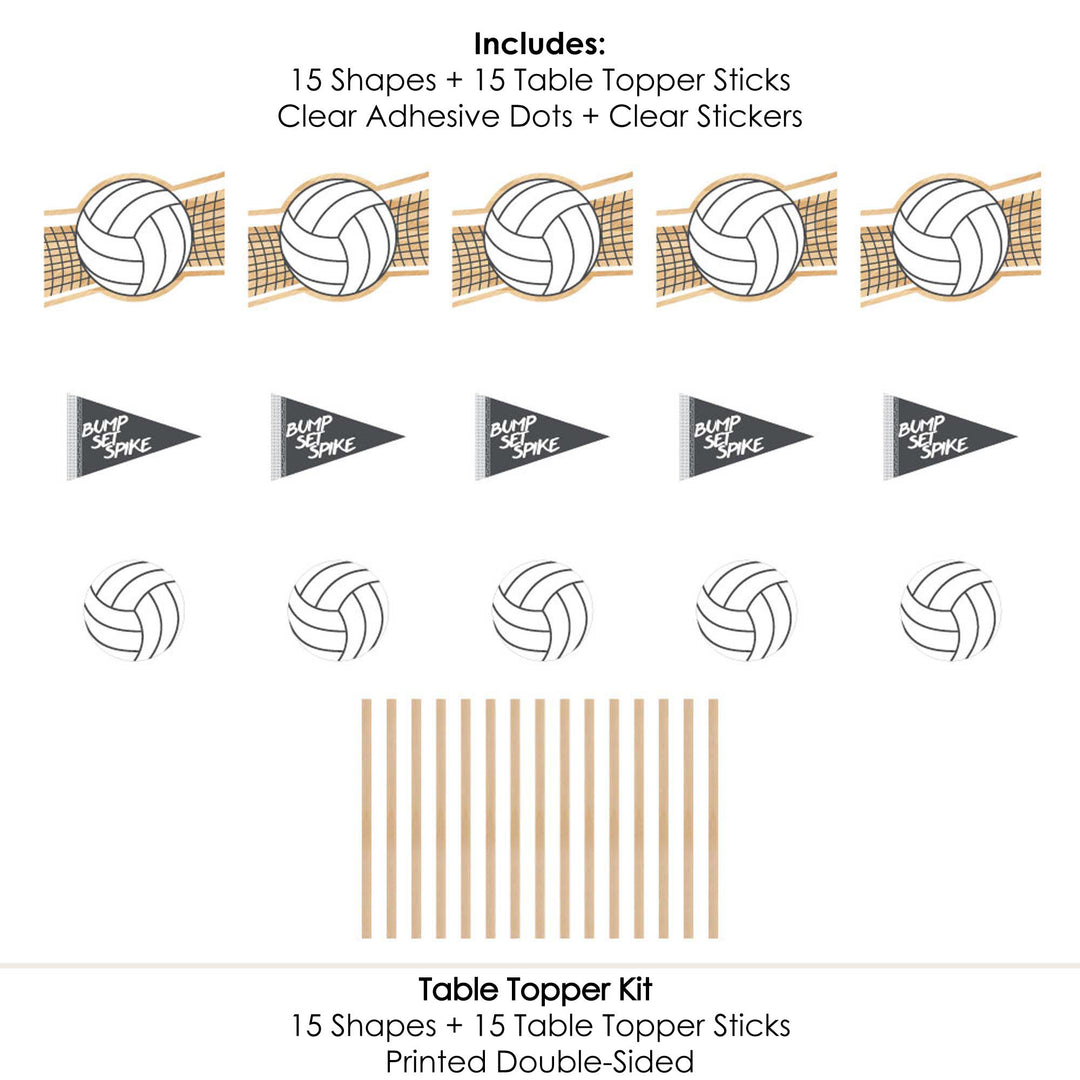 Bump, Set, Spike - Volleyball - Baby Shower or Birthday Party Centerpiece Sticks - Table Toppers - Set of 15