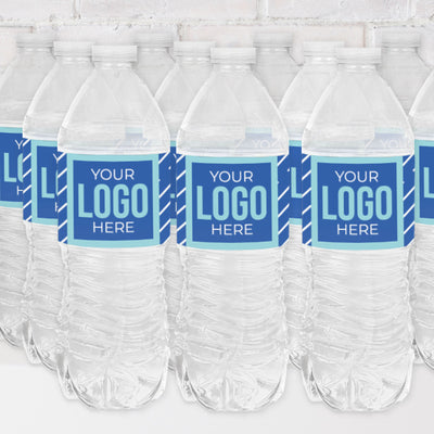Custom Logo Water Bottle Labels - Personalized Branded Business Party Decorations - Set of 20 Stickers