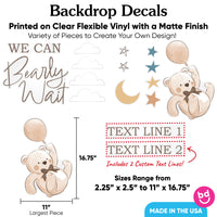 Custom Text We Can Bearly Wait Backdrop Decals
