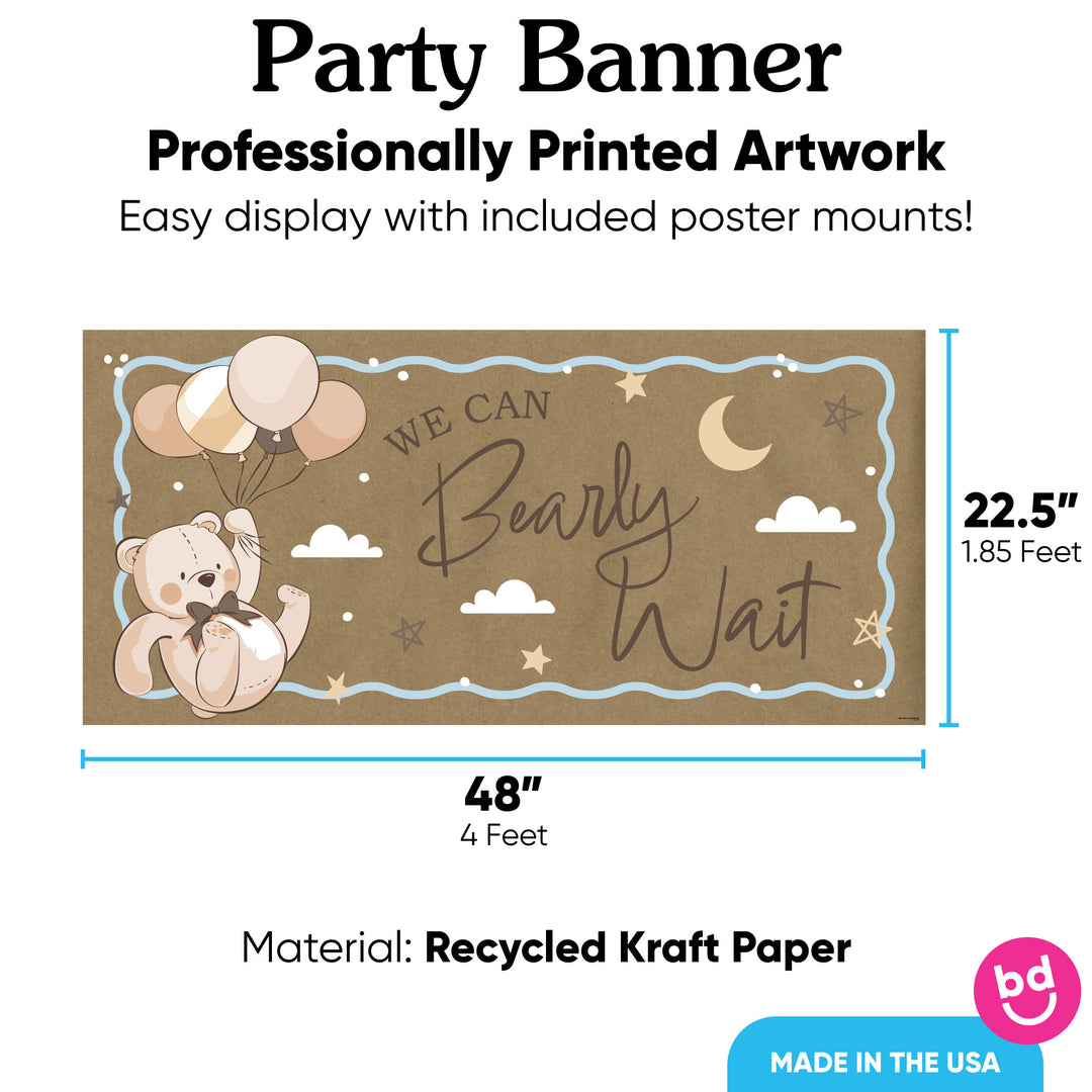 We Can Bearly Wait banner with 8 mounts, 48x22.5 recycled kraft paper