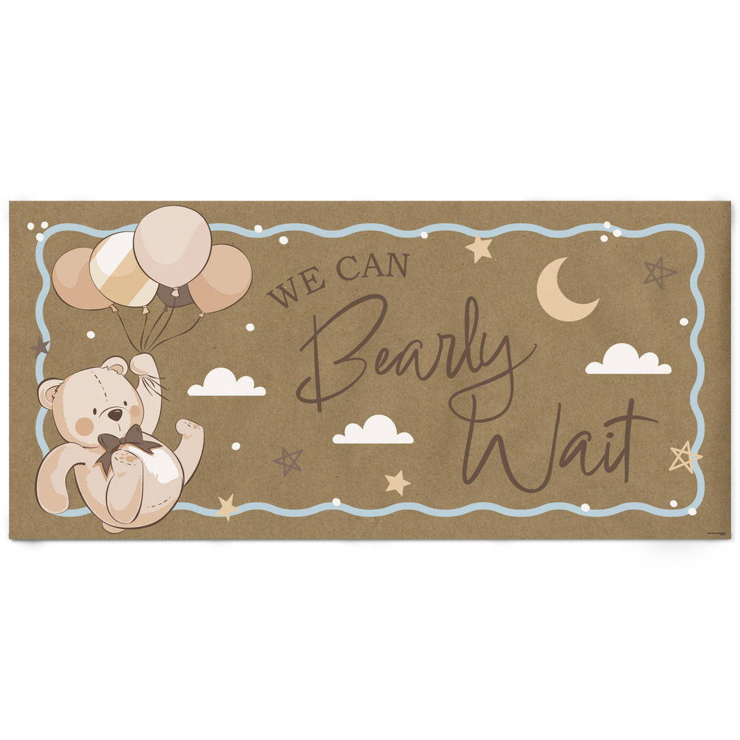 We Can Bearly Wait kraft paper banner for teddy bear baby shower