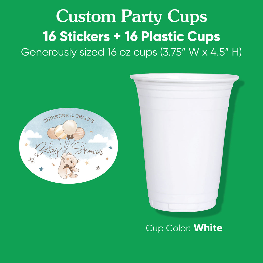 Custom Text Party Cups - We Can Bearly Wait - 16 Ct