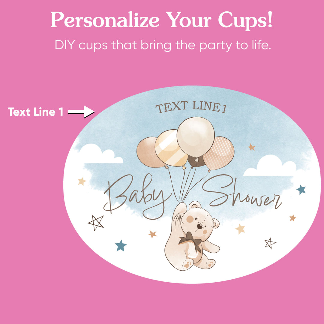 Custom Text Party Cups - We Can Bearly Wait - 16 Ct