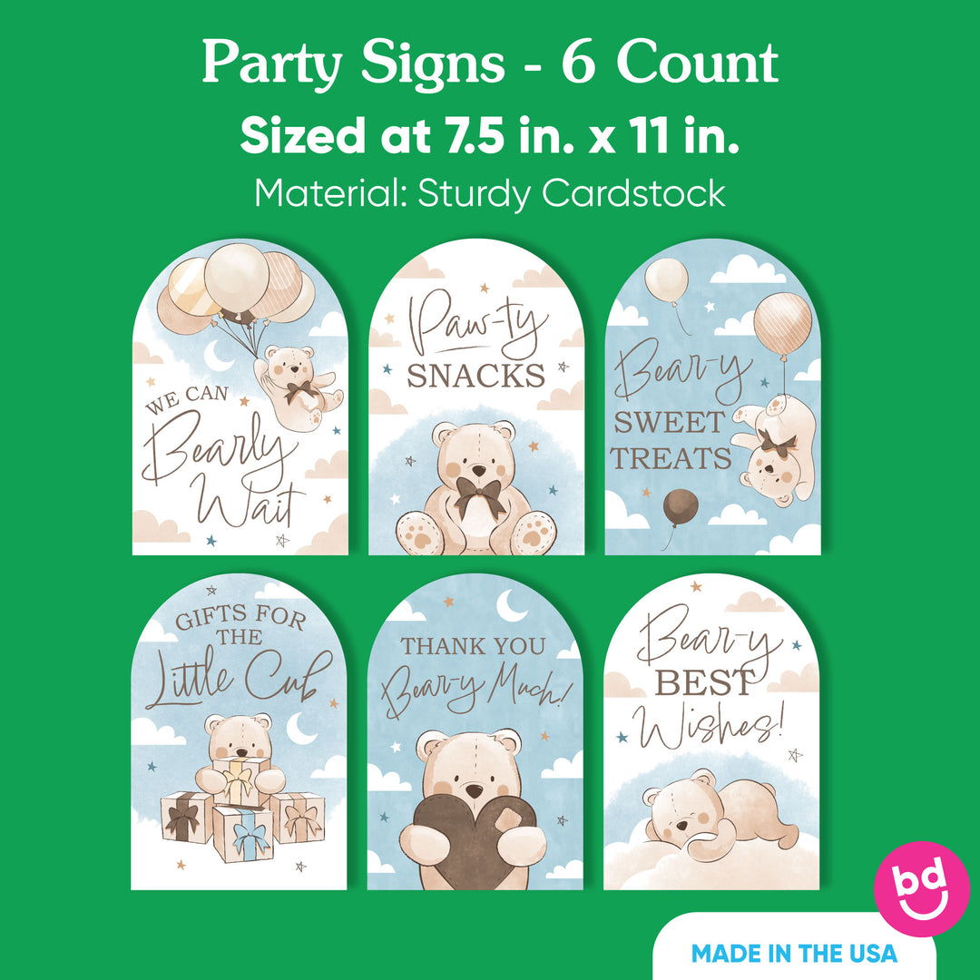 We Can Bearly Wait Party Signs Set - 6 Ct