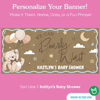 Custom baby name detail on teddy bear shower banner