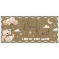 We Can Bearly Wait personalized teddy bear baby shower banner