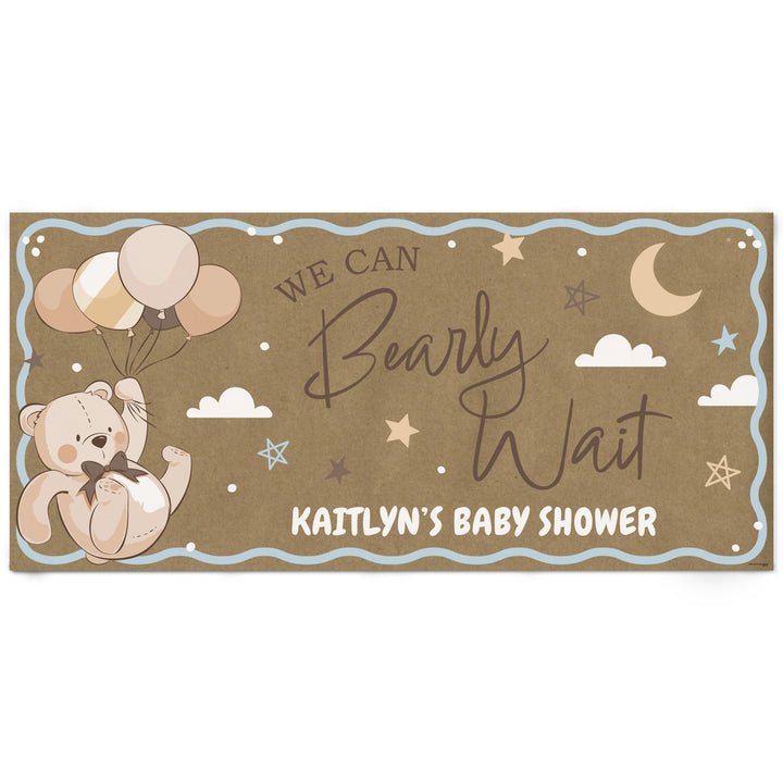 We Can Bearly Wait personalized teddy bear baby shower banner