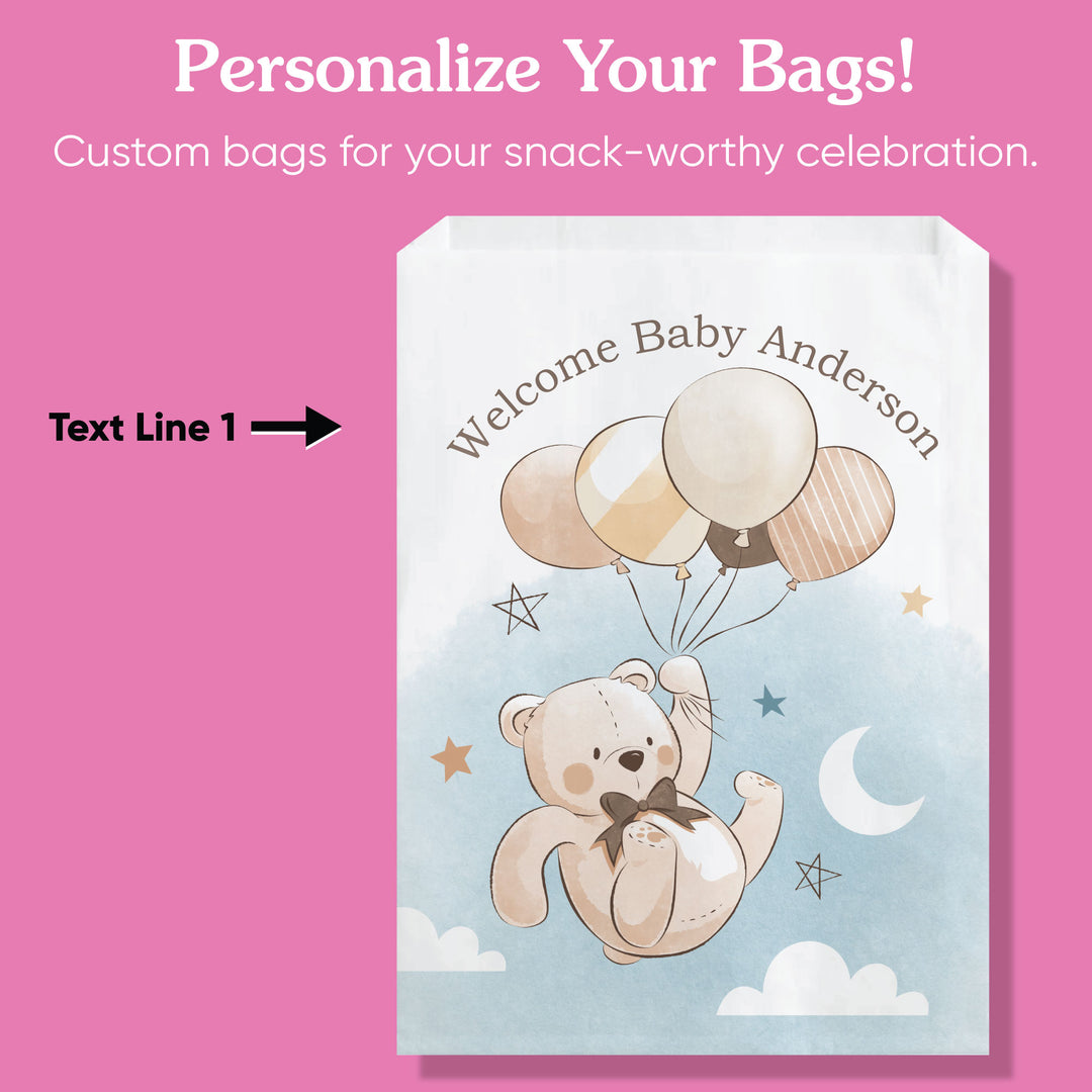 Custom Text Paper Treat Bags - We Can Bearly Wait - 100 Ct
