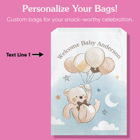 Custom Text Paper Treat Bags - We Can Bearly Wait - 100 Ct